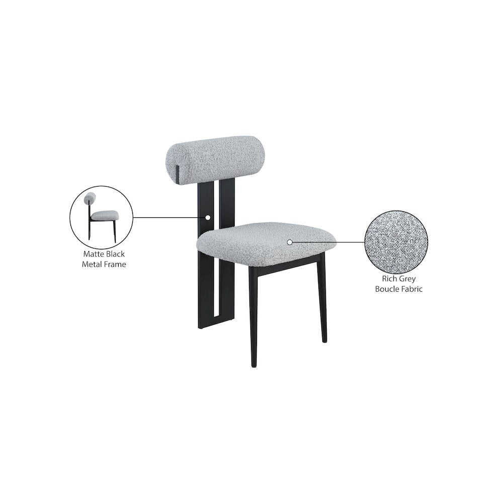 Dario Grey Boucle Fabric Dining Chair, Set of 2
