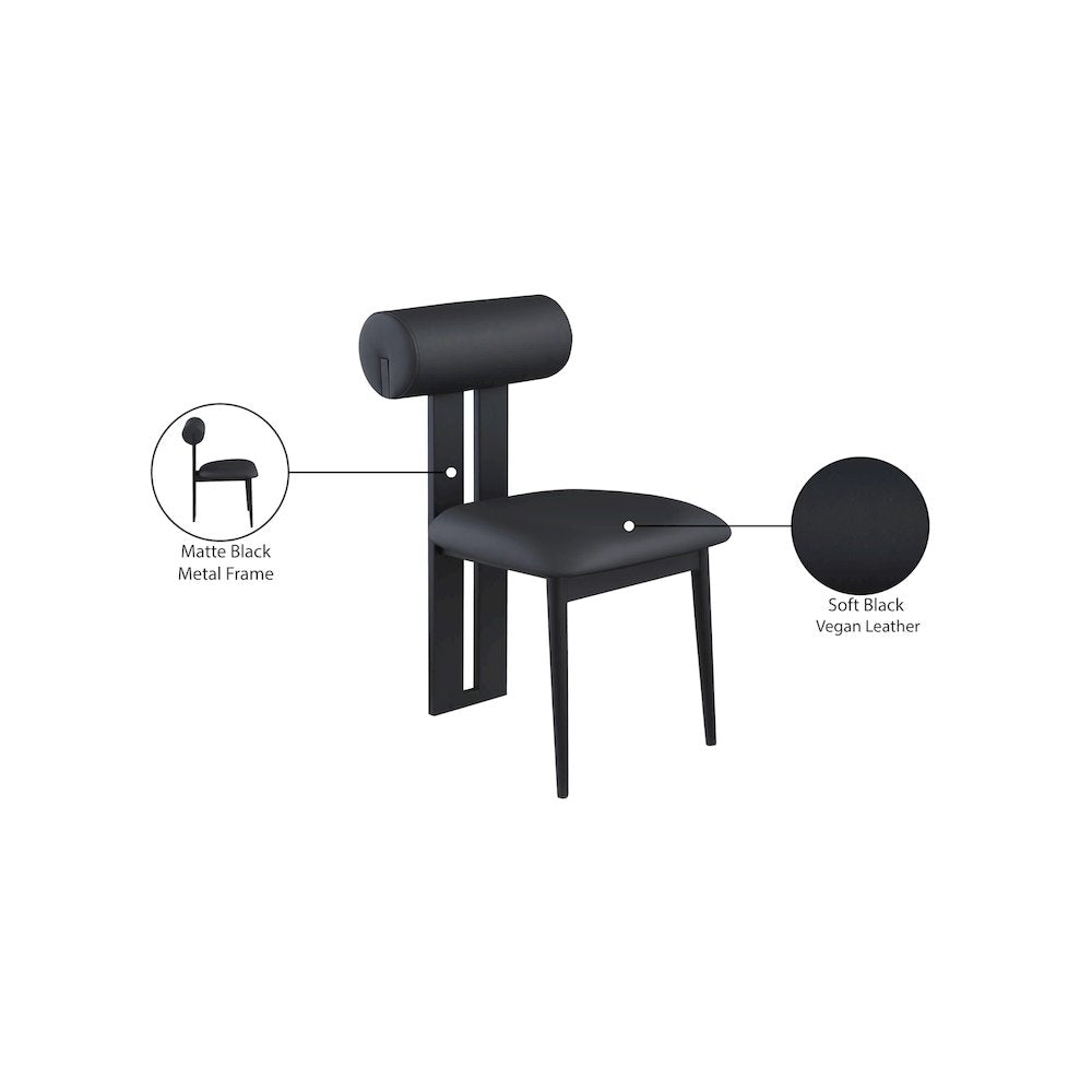 Dario Black Vegan Leather Dining Chair, Set of 2