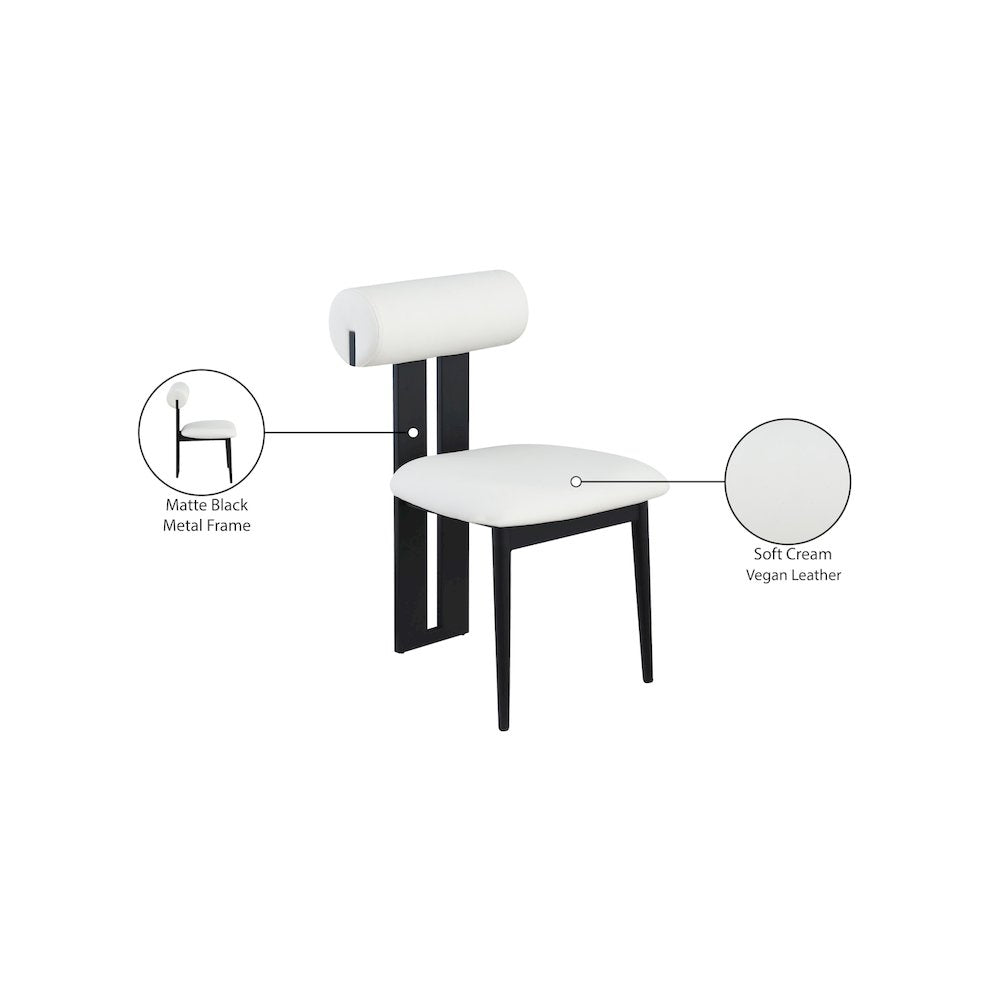 Dario Cream Vegan Leather Dining Chair, Set of 2