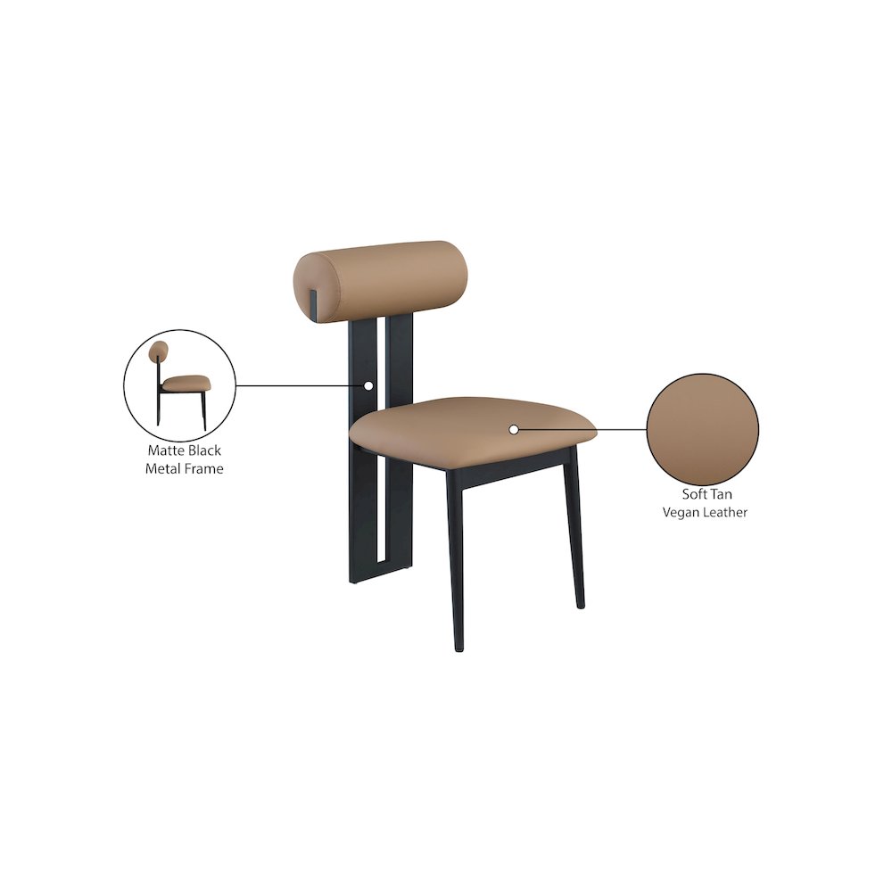 Dario Tan Vegan Leather Dining Chair, Set of 2