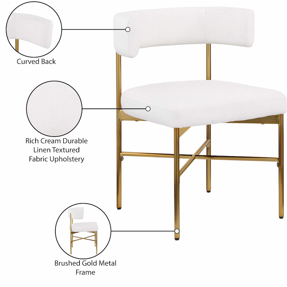 Rivage Cream Durable Linen Textured Fabric Dining Chair, Set of 2