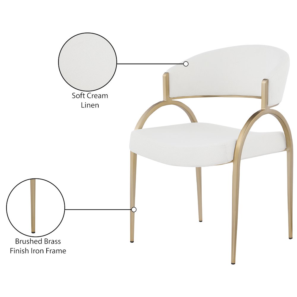 Privet Cream Linen Textured Fabric Dining Chair, Set of 2