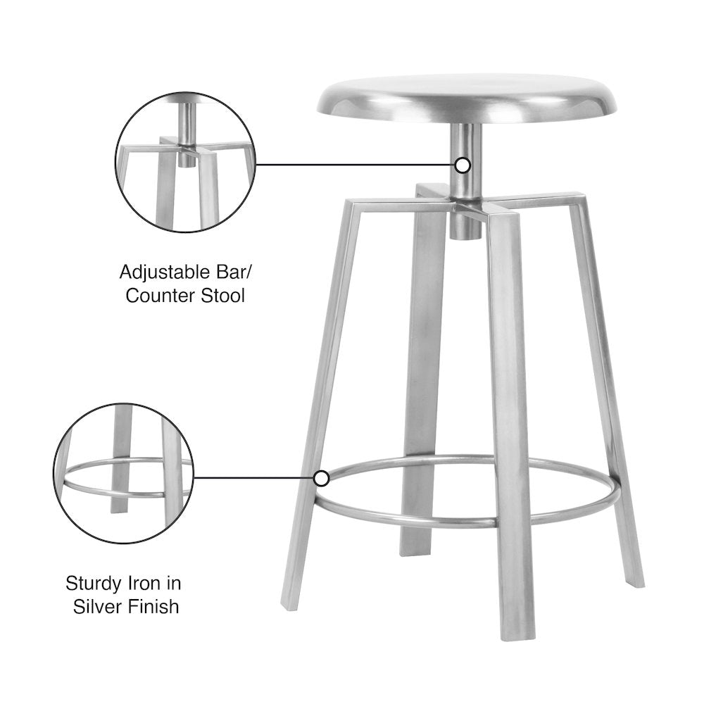 Lang Silver Iron Counter/Bar Stool