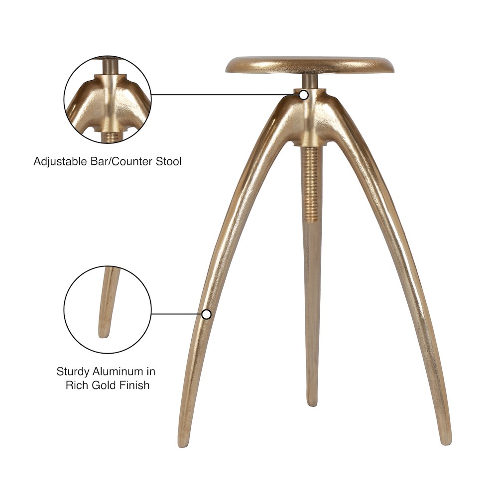 Clara Gold Aluminum Counter/Bar Stool
