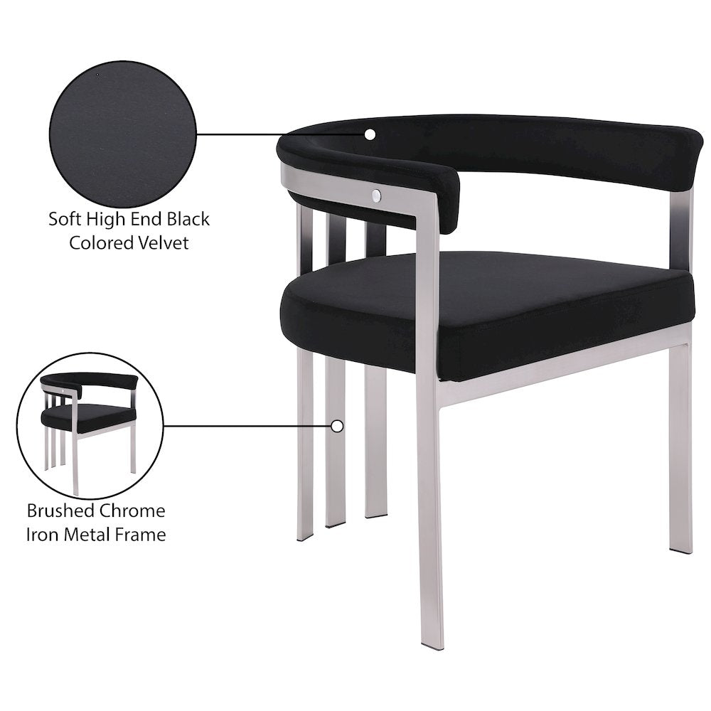 Marcello Black Velvet Dining Chair, Set of 2