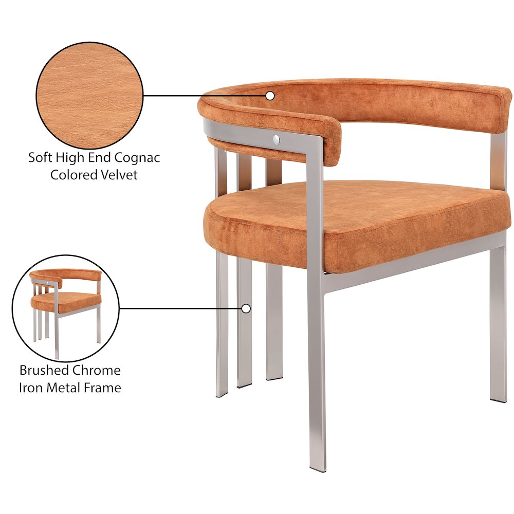 Marcello Cognac Velvet Dining Chair, Set of 2