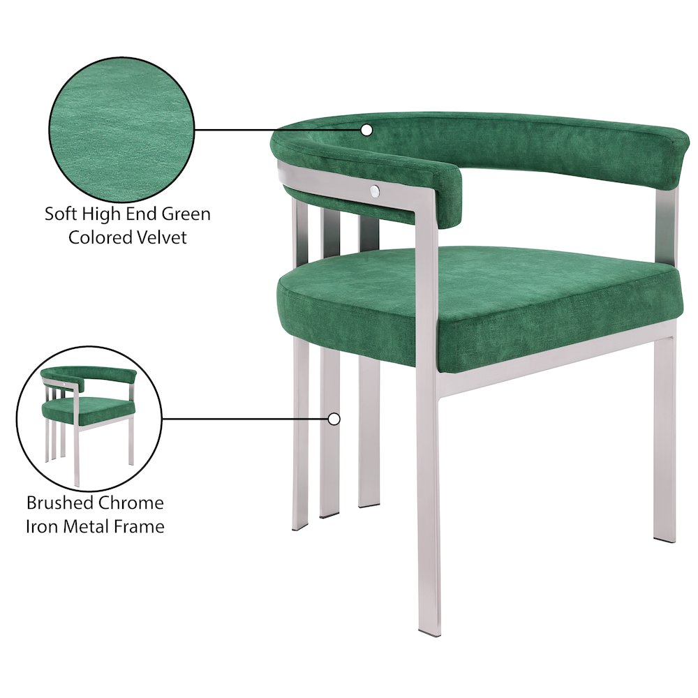 Marcello Green Velvet Dining Chair, Set of 2