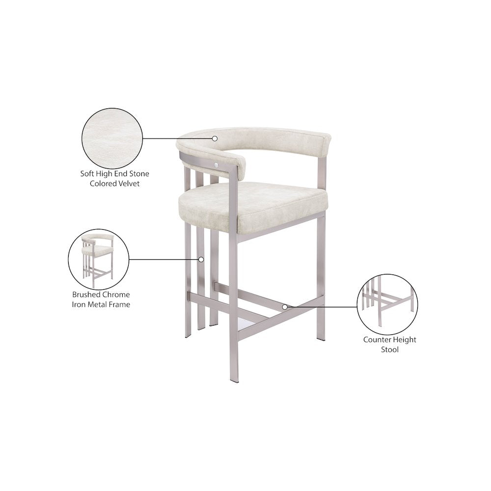 Marcello Stone Velvet Counter Stool, Set of 2