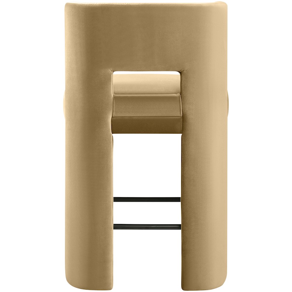 Zuno Camel Velvet Performance Fabric Upholstered Counter Stool