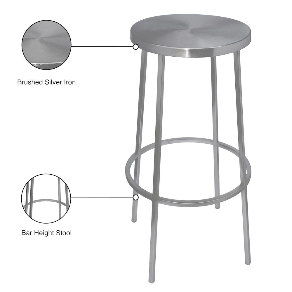 Tyson Silver Iron Bar Stool