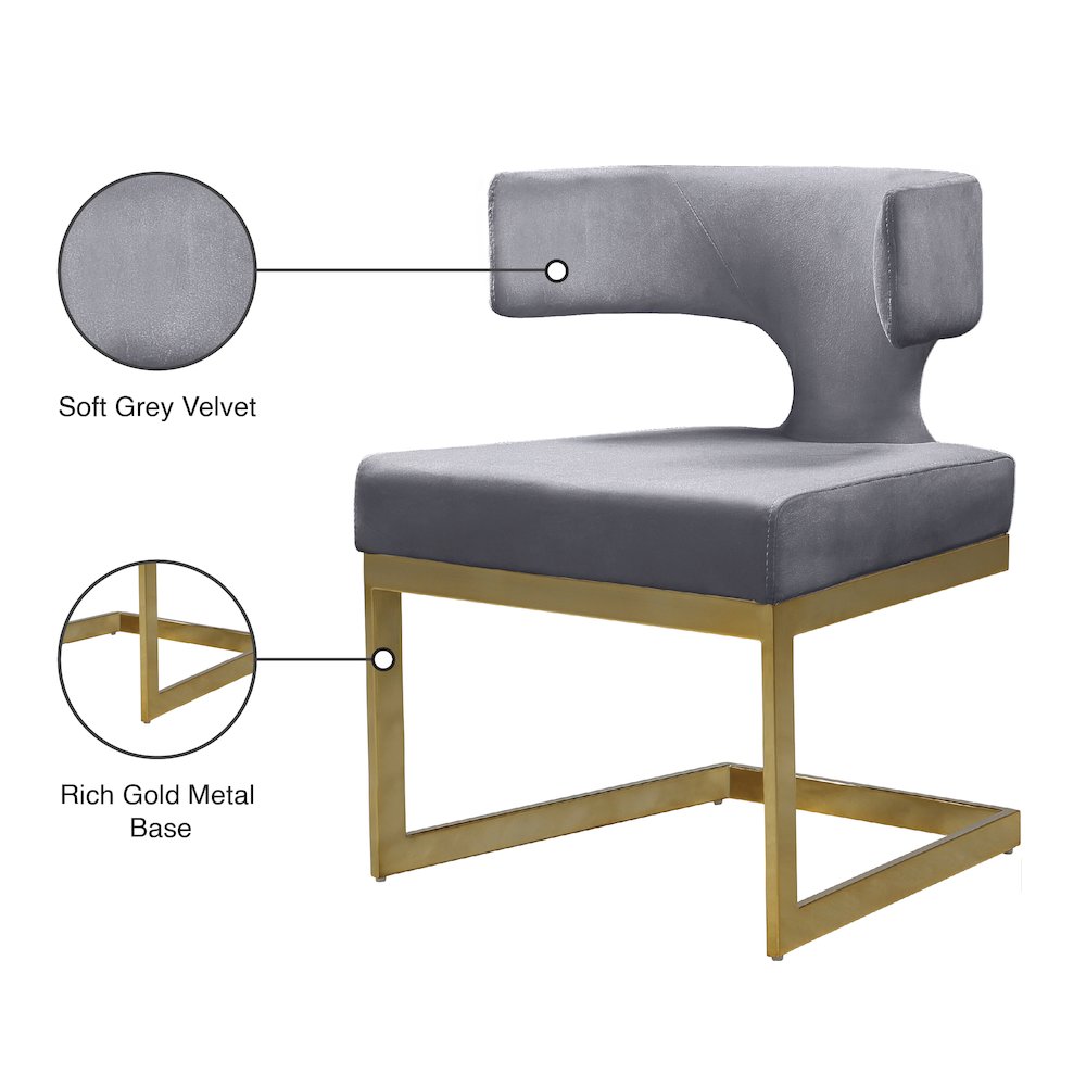 Alexandra Grey Velvet Dining Chair