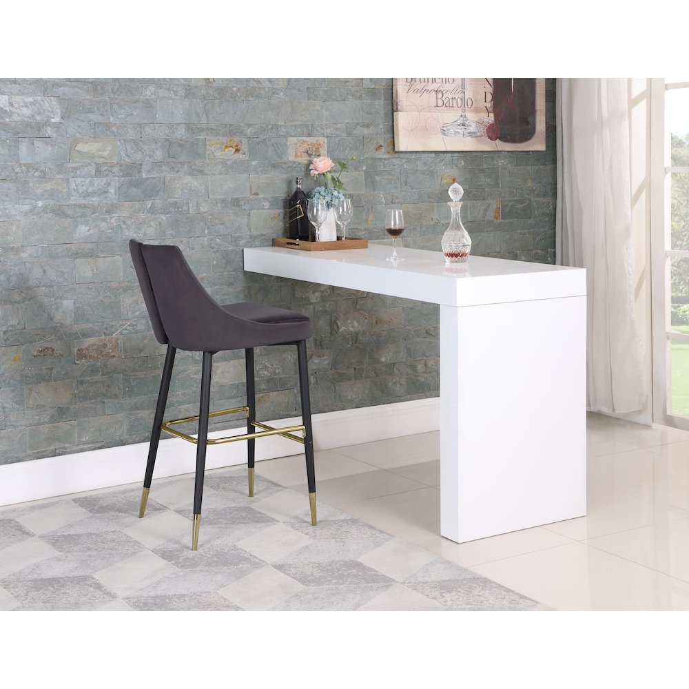 Sleek Grey Velvet Stool, Set of 2