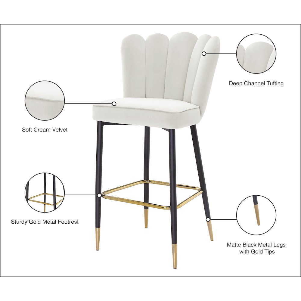 Lily Cream Velvet Stool, Set of 2