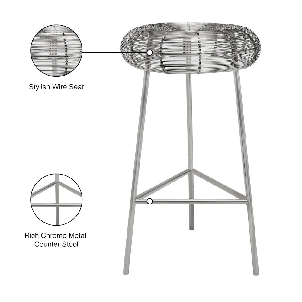 Tuscany Silver Metal Counter Stool