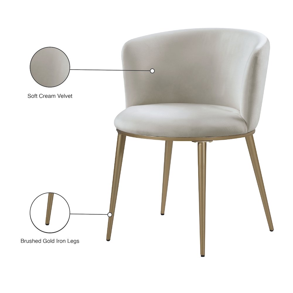 Skylar Cream Velvet Dining Chair, Set of 2