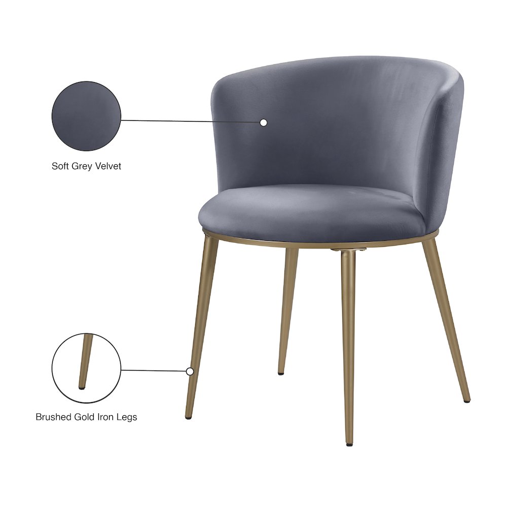 Skylar Grey Velvet Dining Chair, Set of 2