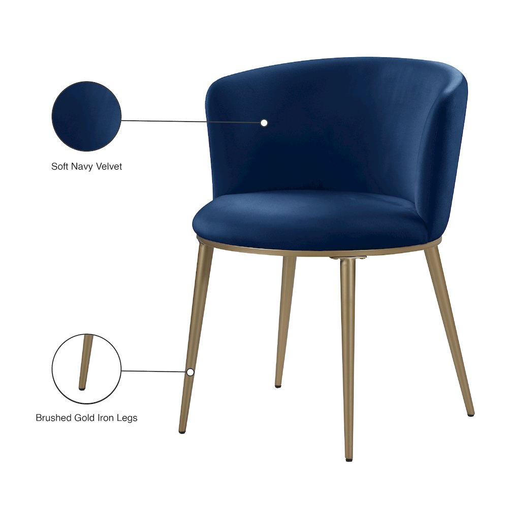 Skylar Navy Velvet Dining Chair, Set of 2