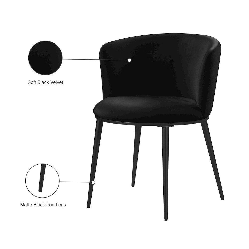 Skylar Black Velvet Dining Chair, Set of 2