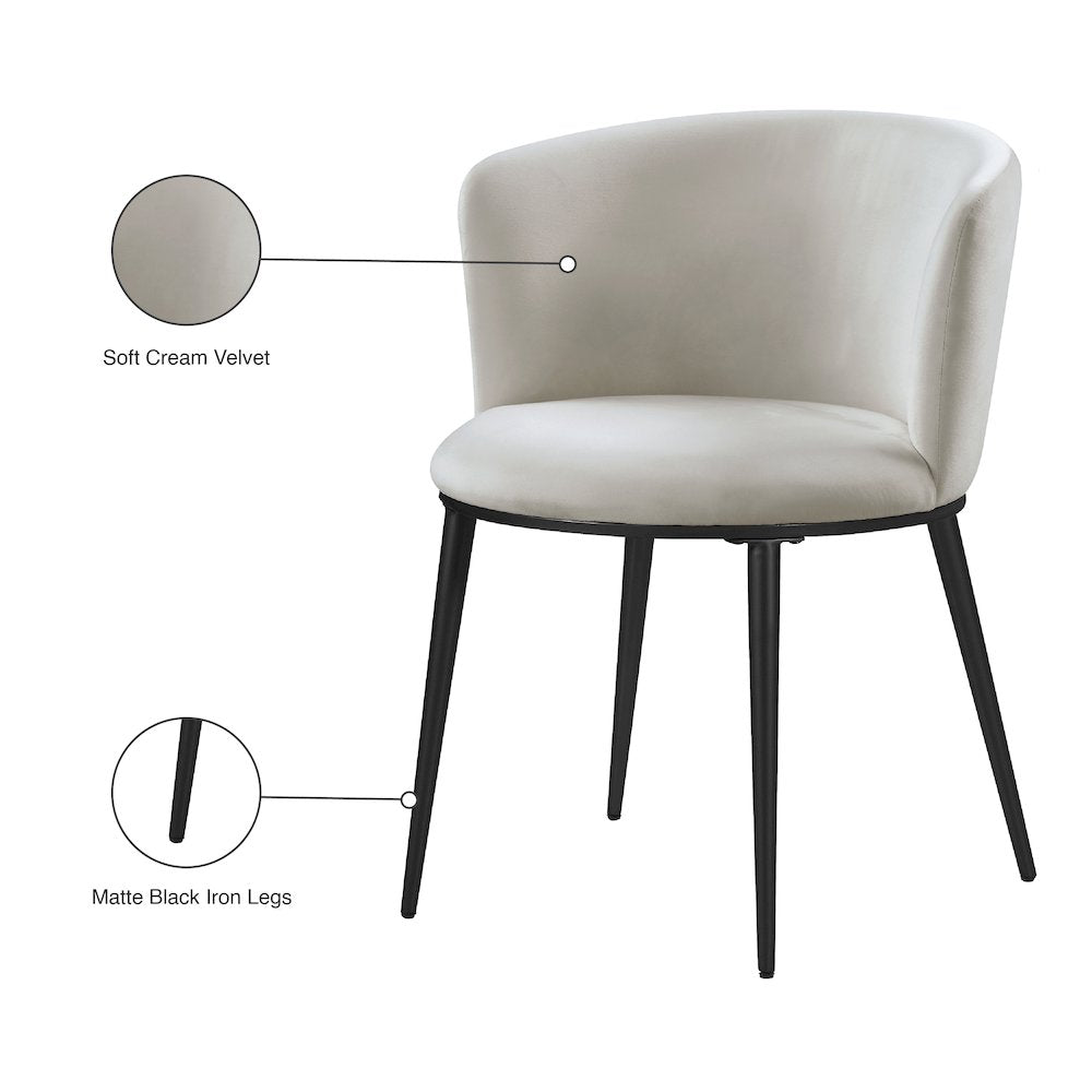 Skylar Cream Velvet Dining Chair, Set of 2