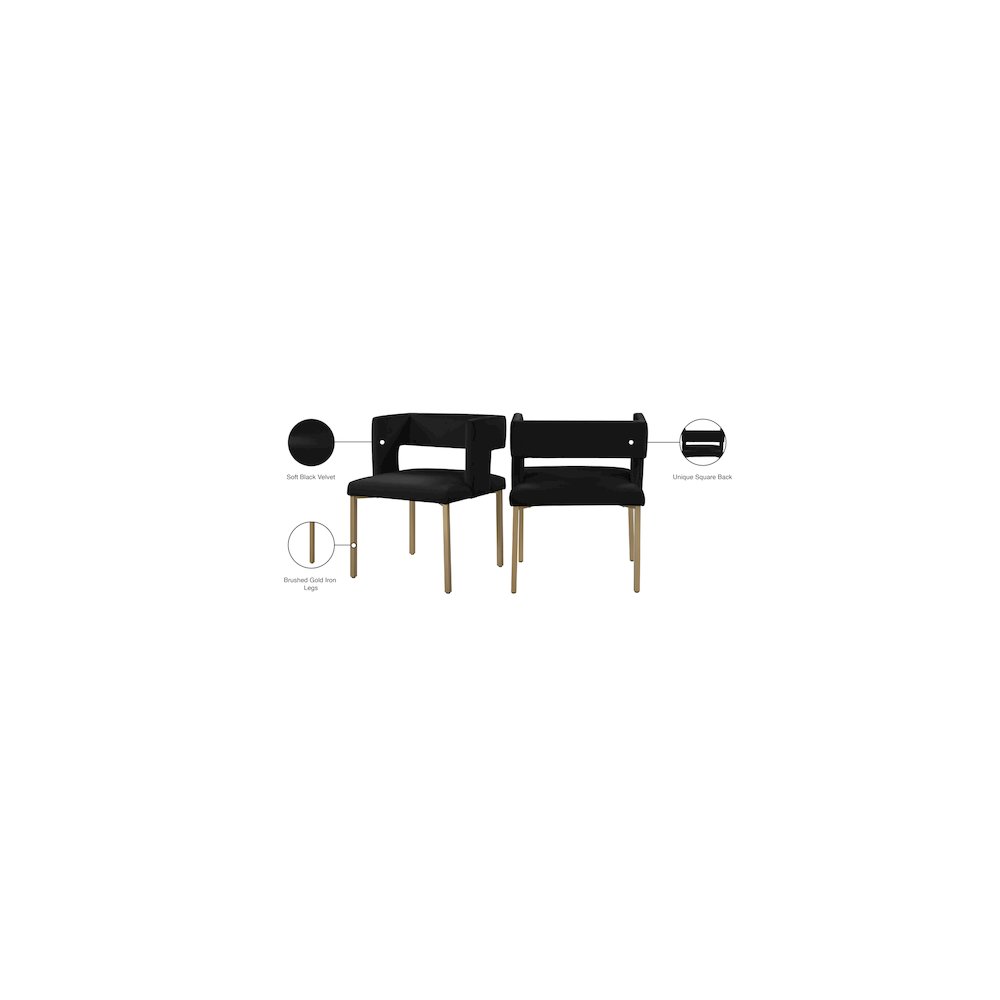 Caleb Black Velvet Dining Chair, Set of 2