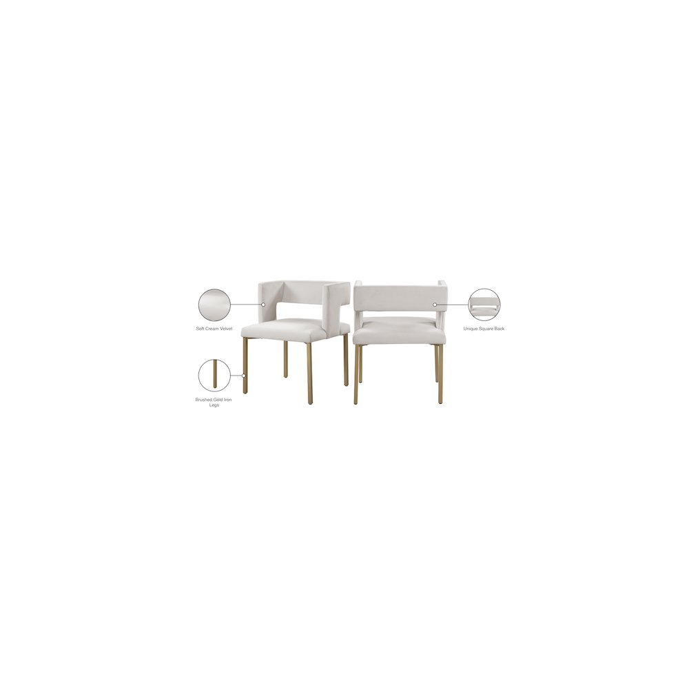 Caleb Cream Velvet Dining Chair, Set of 2