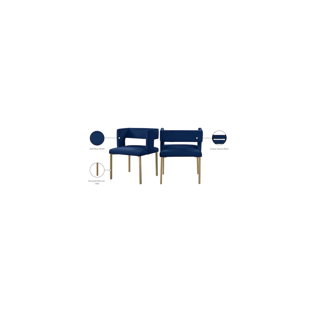 Caleb Navy Velvet Dining Chair, Set of 2