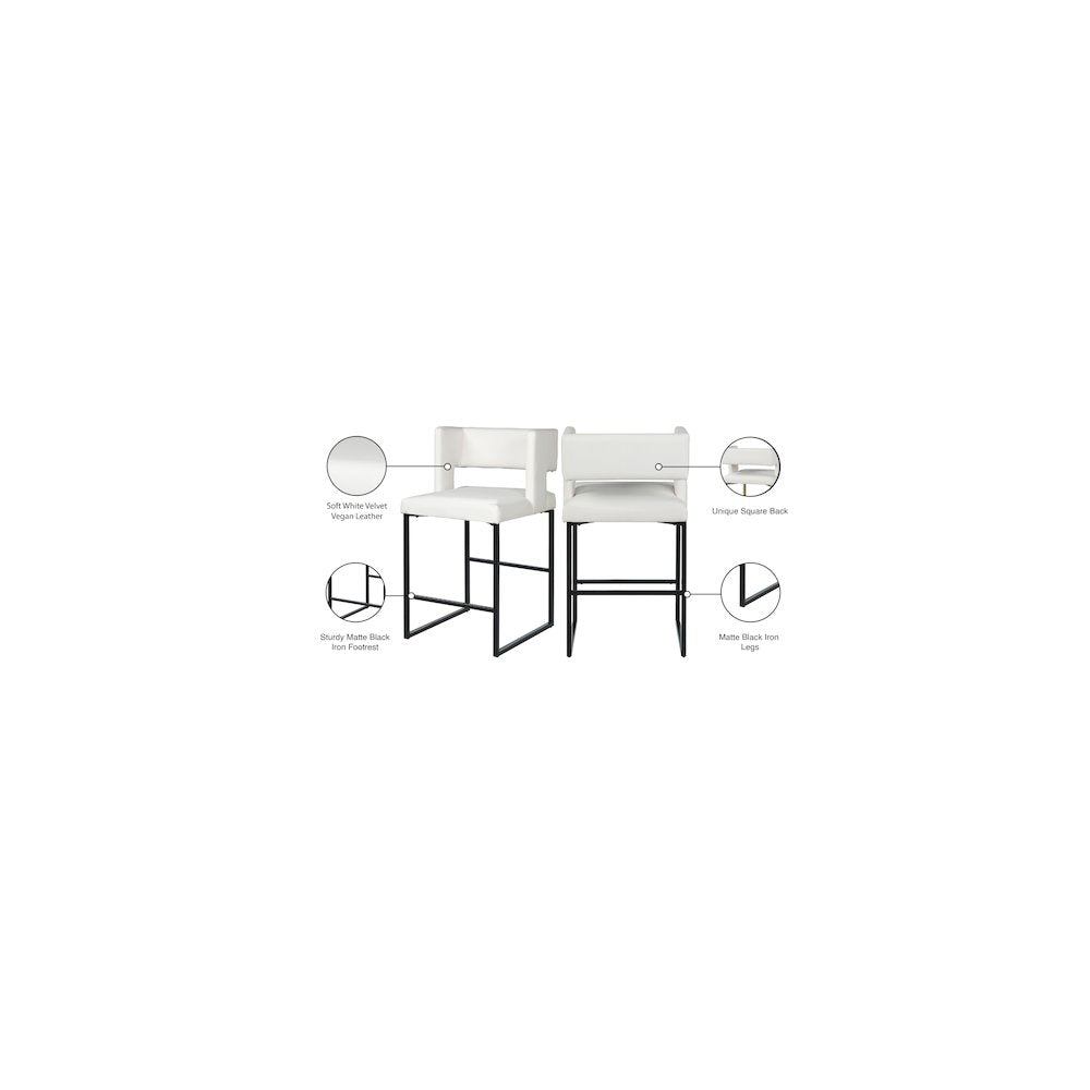 Caleb White Vegan Leather Counter Stool, Set of 2