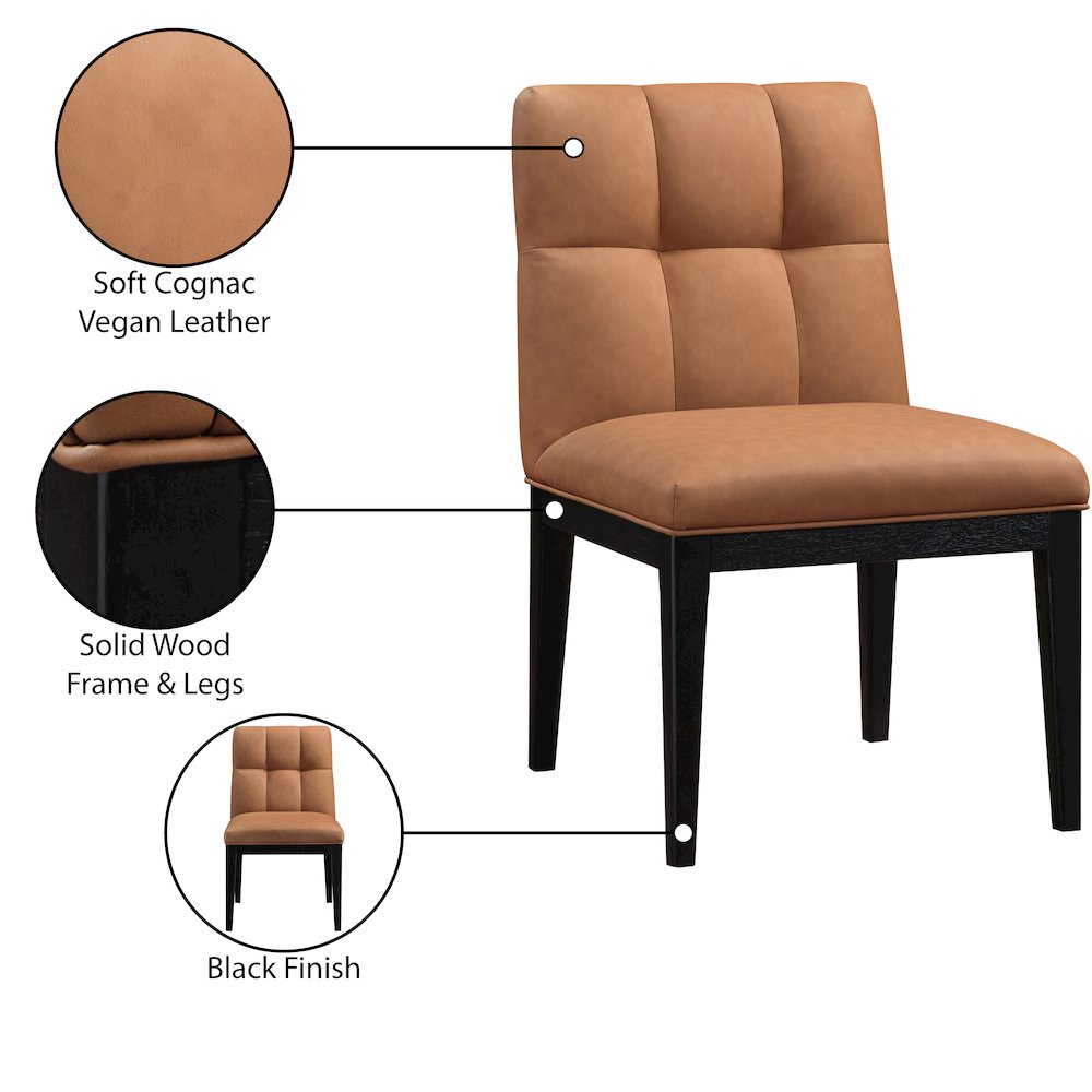 Adrian Cognac Vegan Leather Dining Side Chair, Set of 2