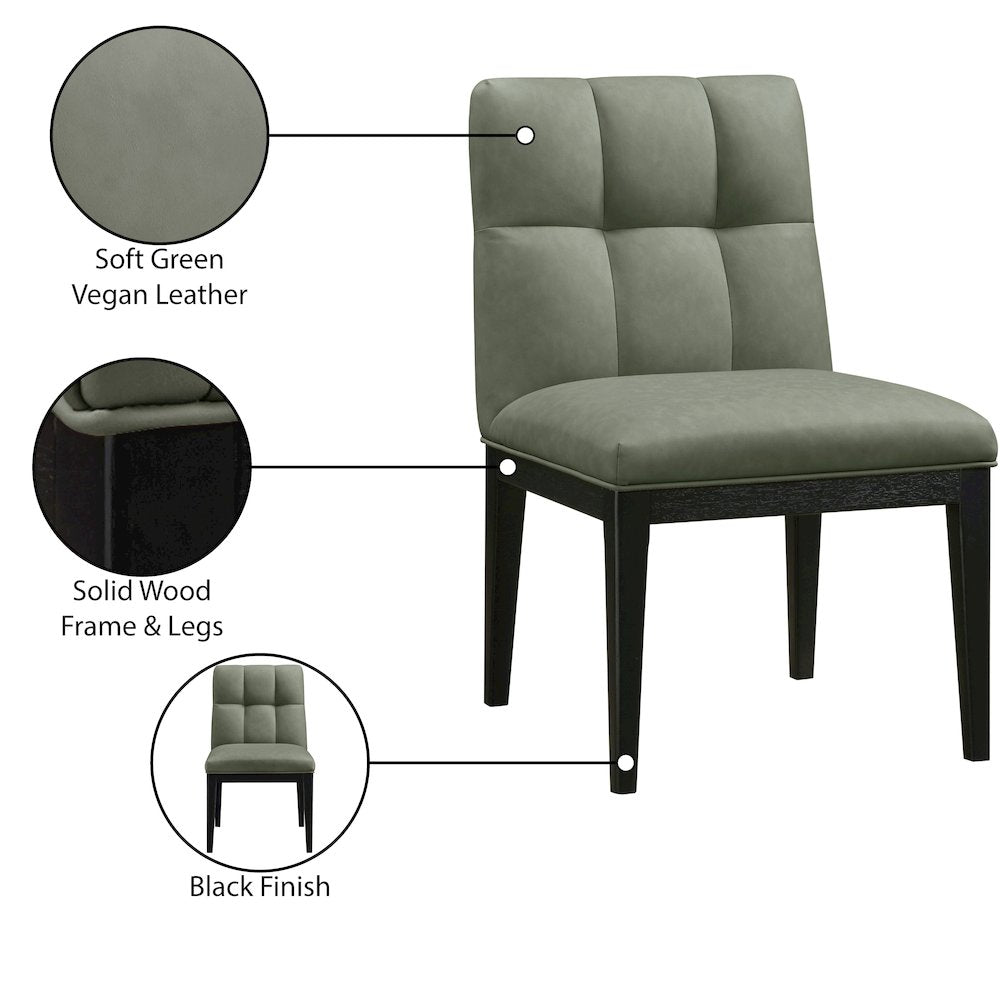 Adrian Green Vegan Leather Dining Side Chair, Set of 2