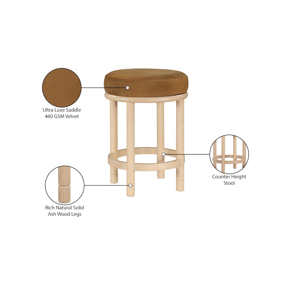 Monette Saddle Velvet Counter Stool