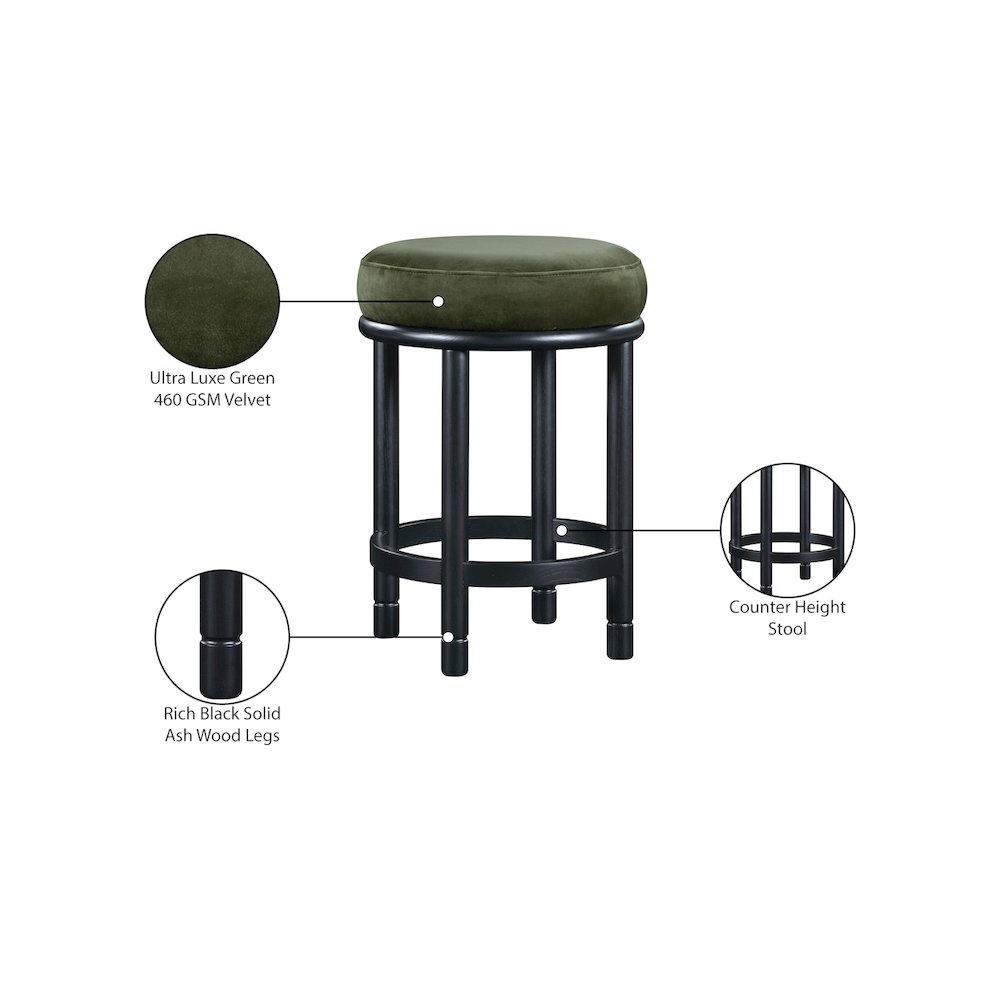 Monette Green Velvet Counter Stool