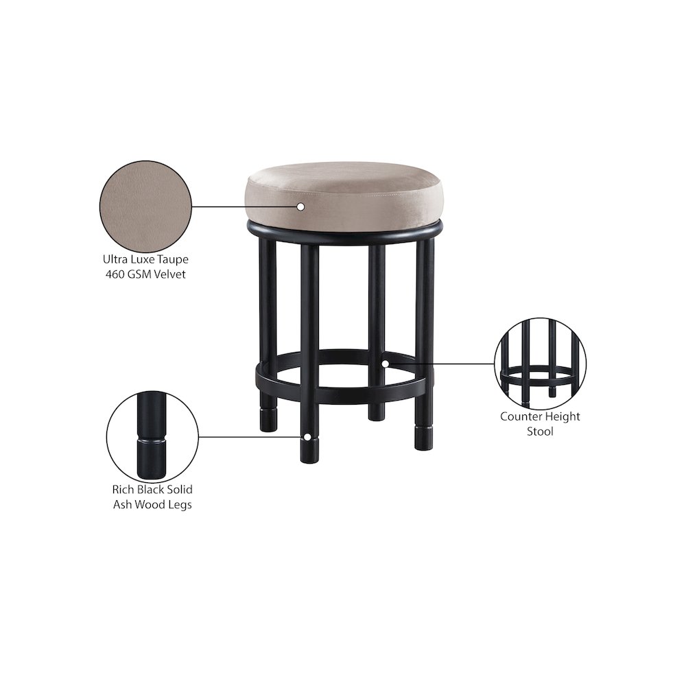 Monette Taupe Velvet Counter Stool