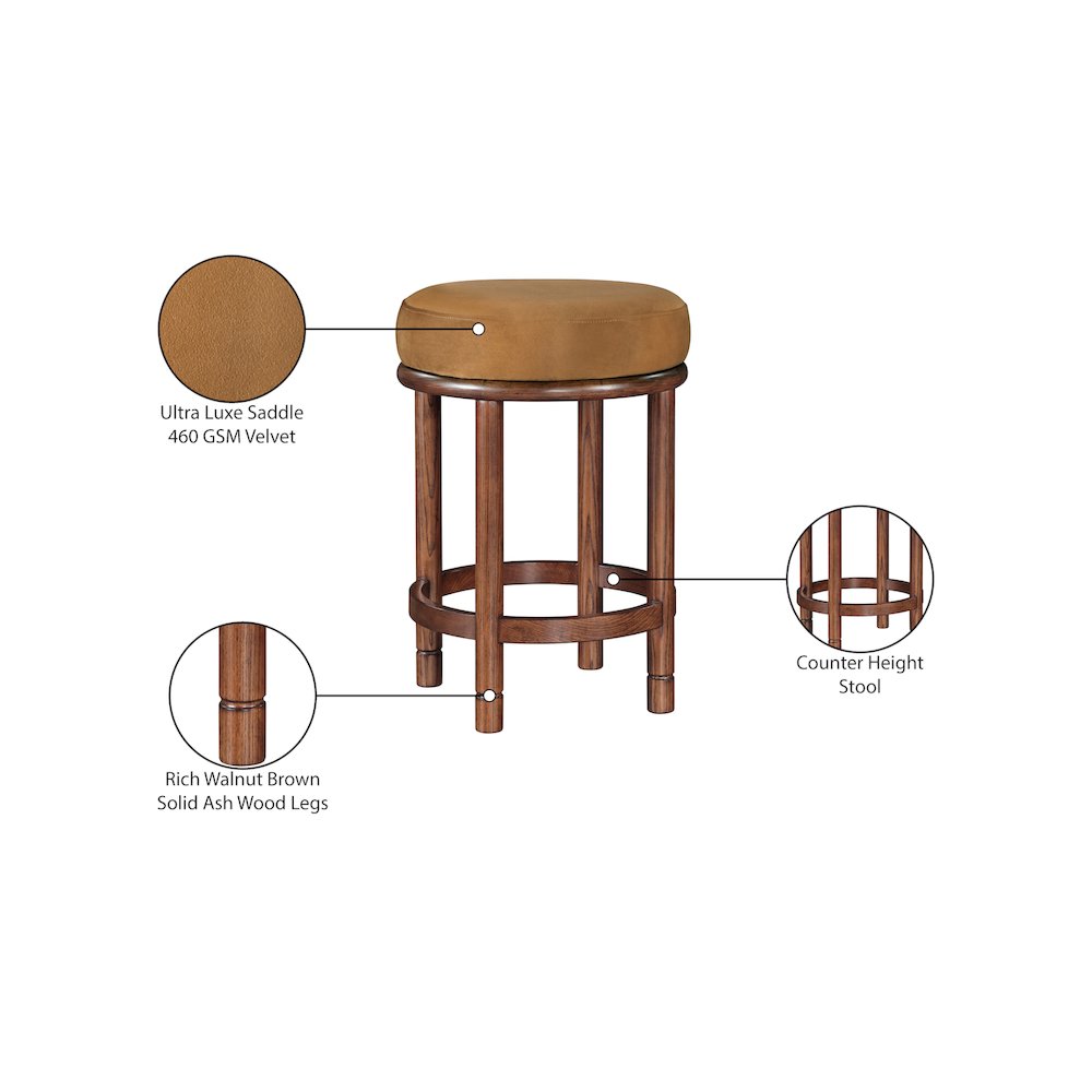 Monette Saddle Velvet Counter Stool