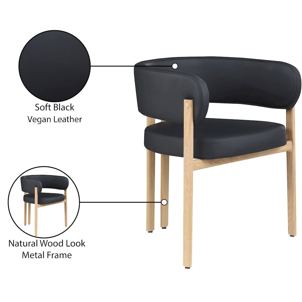 Gideon Black Vegan Leather Dining Chair, Set of 2