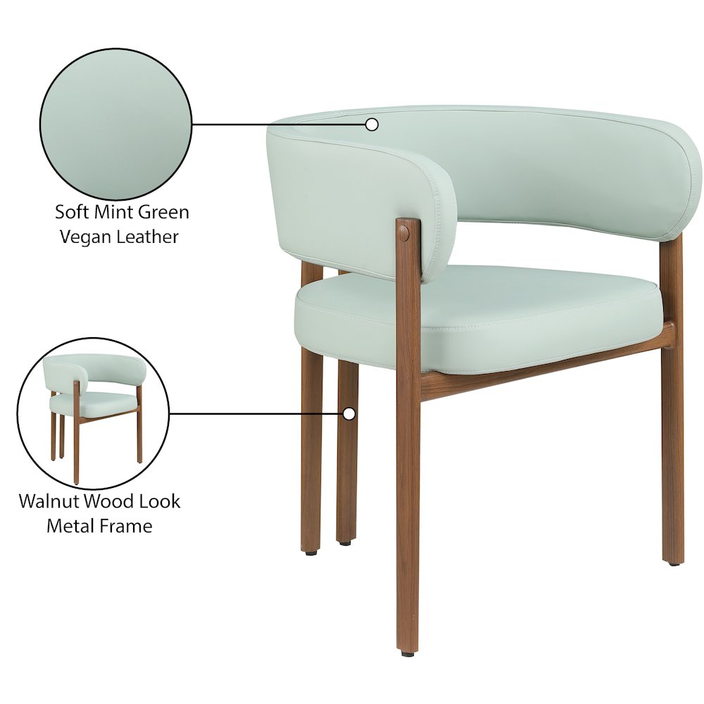 Gideon Mint Green Vegan Leather Dining Chair, Set of 2