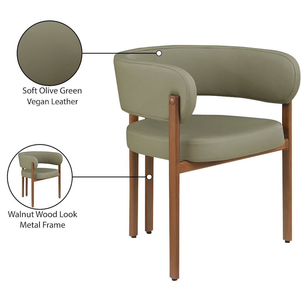 Gideon Olive Green Vegan Leather Dining Chair, Set of 2