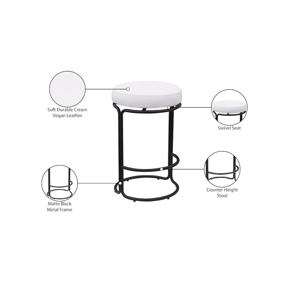 Madison Cream Vegan Leather Counter Stool, Set of 2