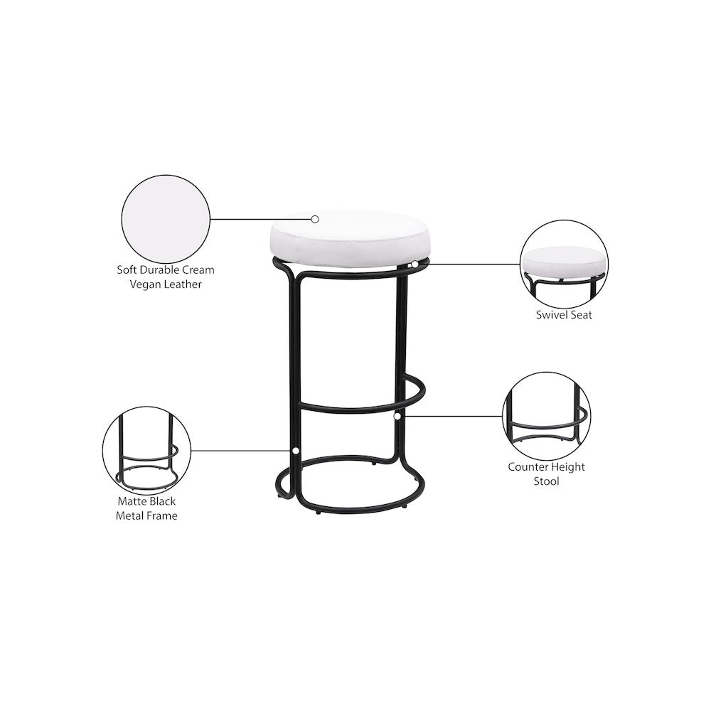 Madison Cream Vegan Leather Bar Stool, Set of 2