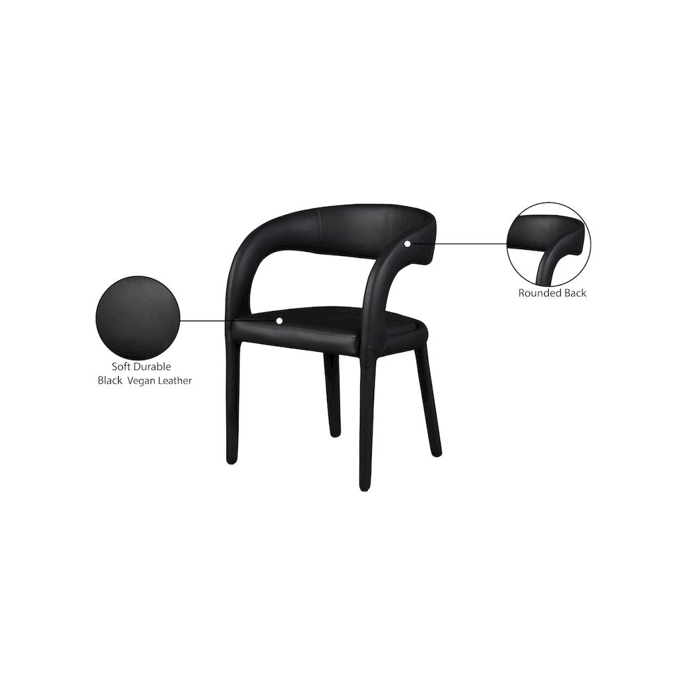 Sylvester Black Vegan Leather Dining Chair