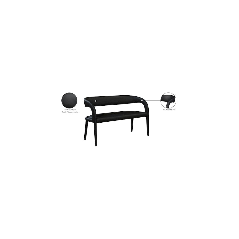 Sylvester Black Vegan Leather Bench