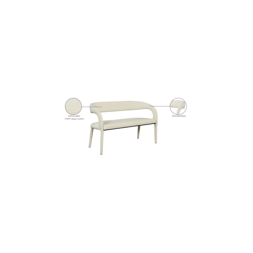 Sylvester Cream Vegan Leather Bench