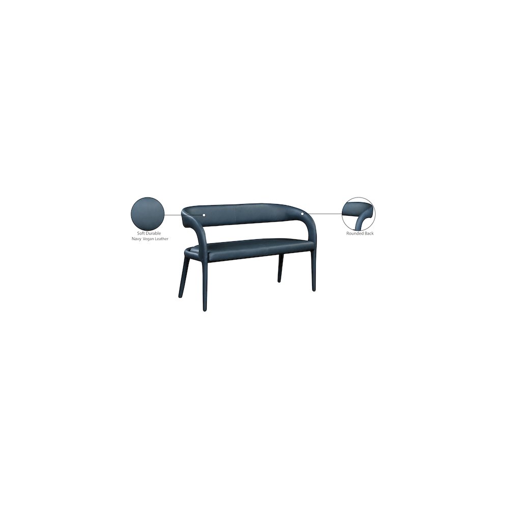 Sylvester Navy Vegan Leather Bench