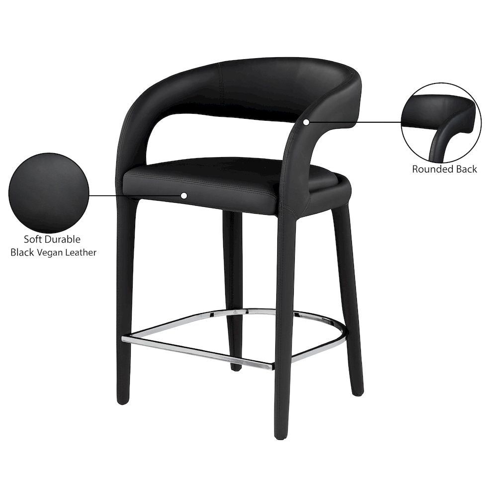 Sylvester Black Vegan Leather Stool