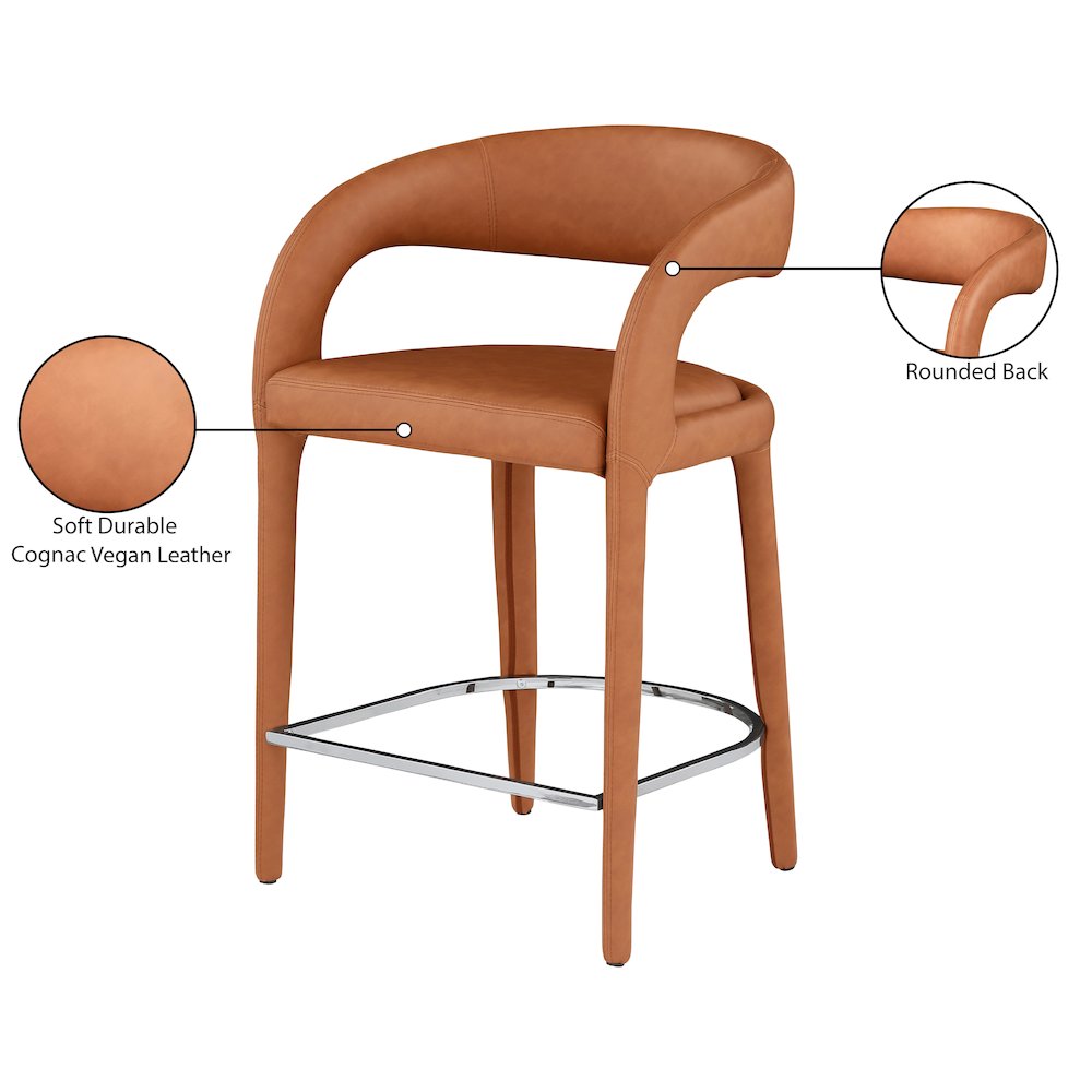 Sylvester Cognac Vegan Leather Stool