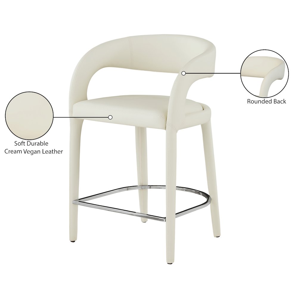 Sylvester Cream Vegan Leather Stool