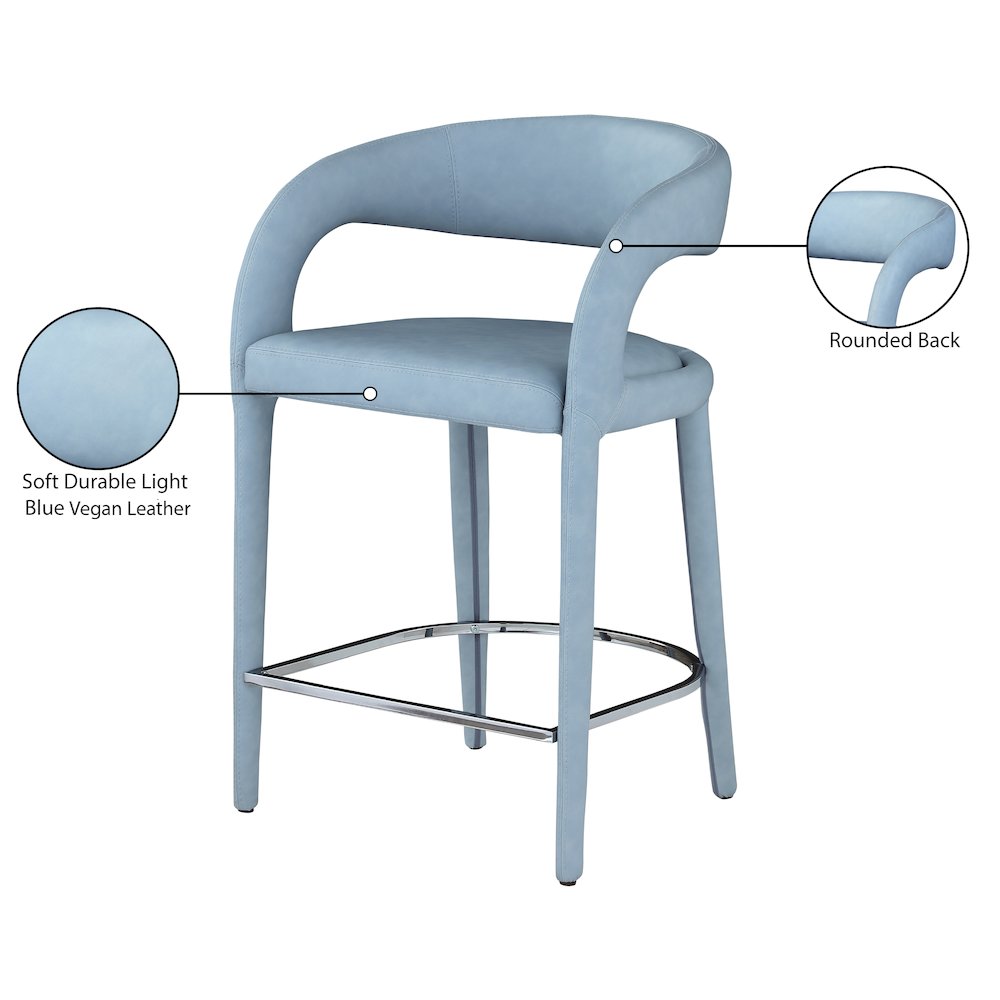 Sylvester Light Blue Vegan Leather Stool