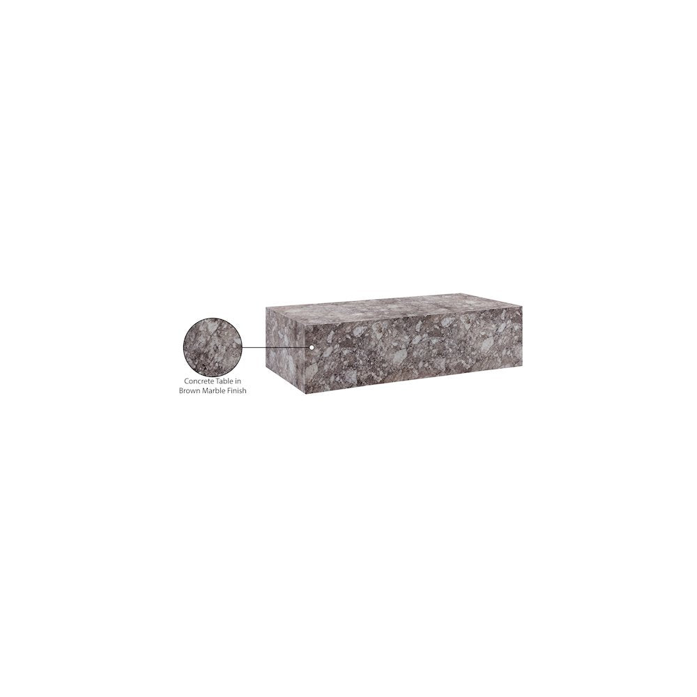 Piazza Brown Marble Finish Concrete Coffee Table