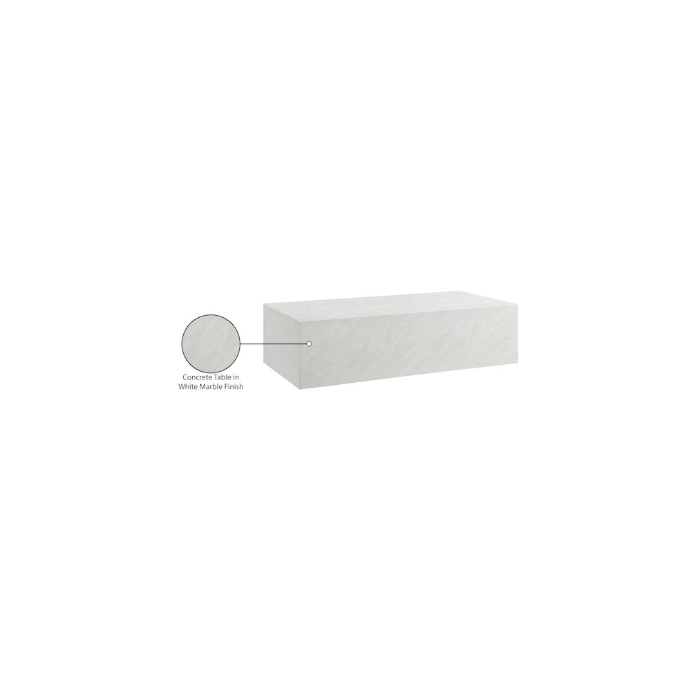 Piazza White Marble Finish Concrete Coffee Table