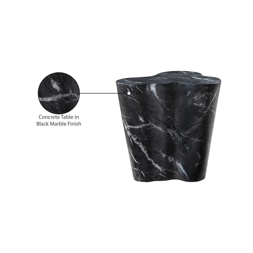 Monza Black Marble Finish Concrete End Table