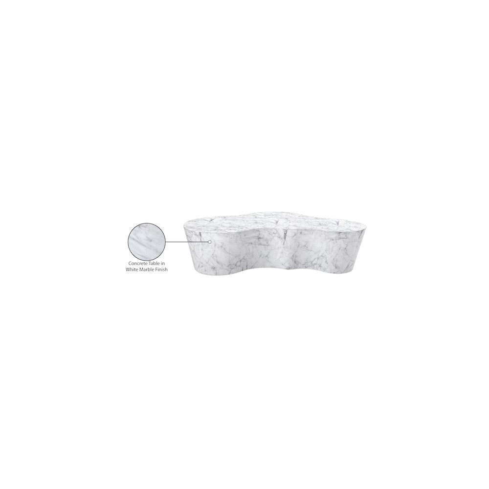Monza White Marble Finish Concrete Coffee Table